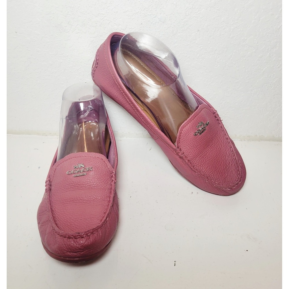 Coach Mary Lock Up Pink Leather Slip On Loafer Size 8 Women's Shoes